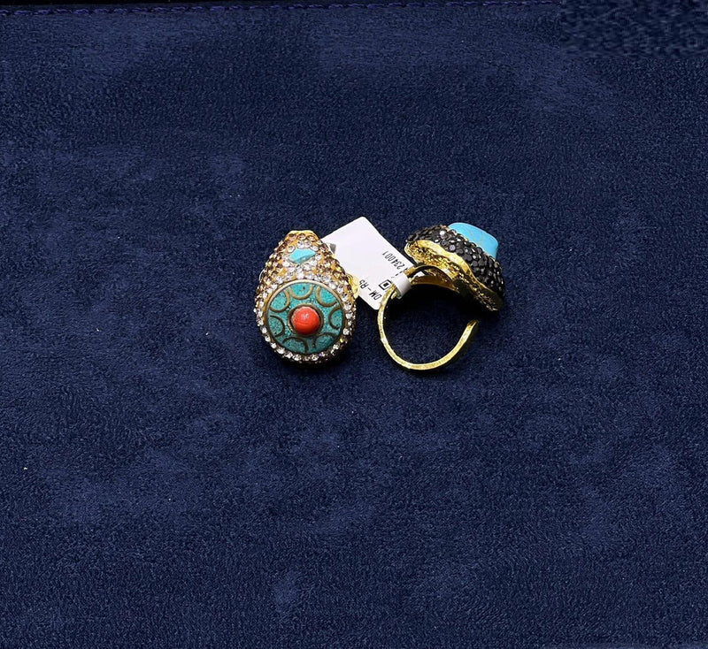 Crystal Embellished Teardrop Statement Ring