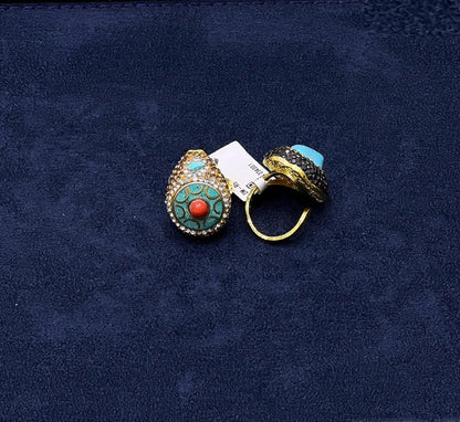 Crystal Embellished Teardrop Statement Ring