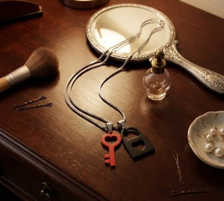 Key &amp; Lock Pendant Necklace Set