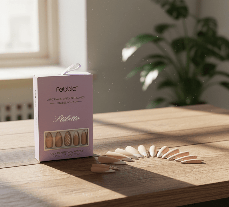 Febble - Nude Net Pattern Mix Press-On Nails
