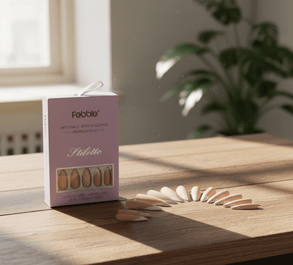 Febble - Nude Net Pattern Mix Press-On Nails