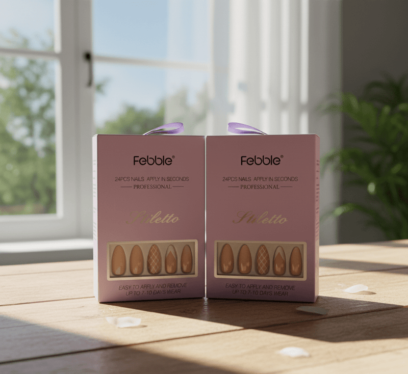 Febble - Nude Net Pattern Mix Press-On Nails