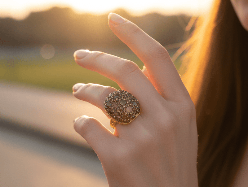 Champagne Crystal Dome Statement Ring