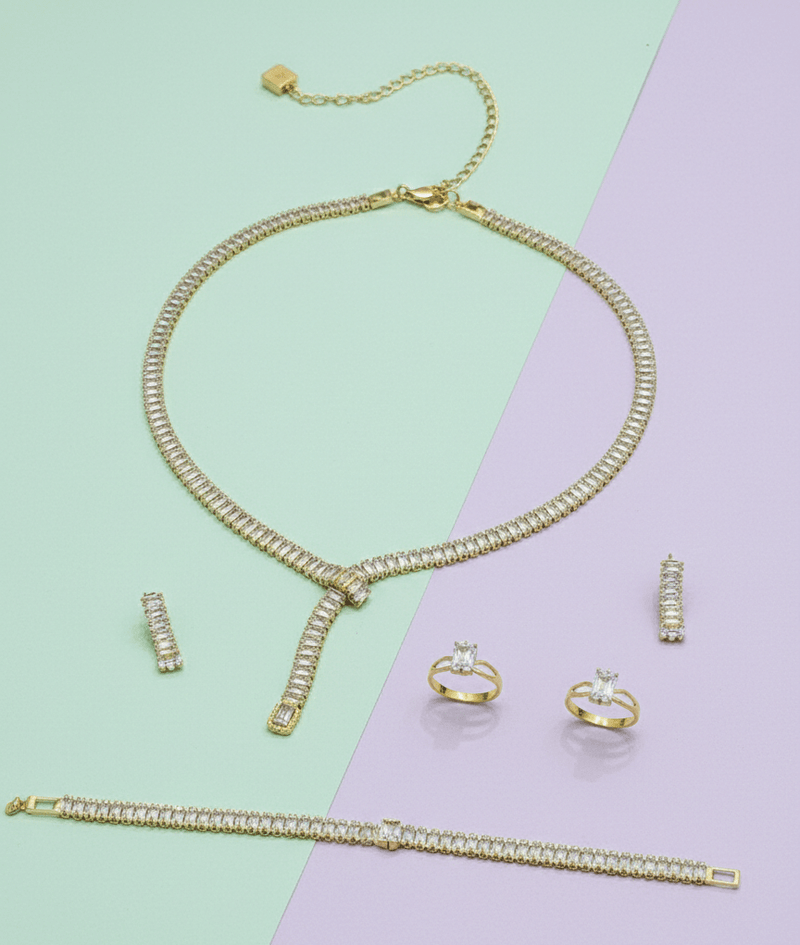 Baguette Lariat Jewelry Set