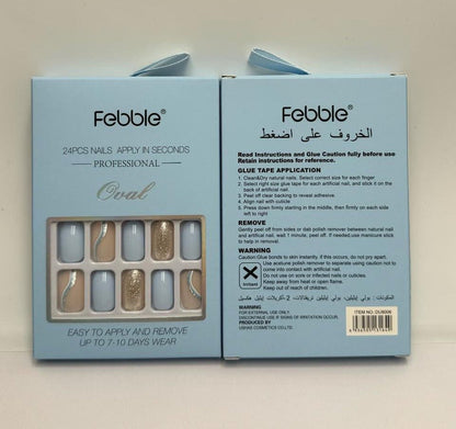 Febble - Baby Blue & Silver Wave Press-On Nails