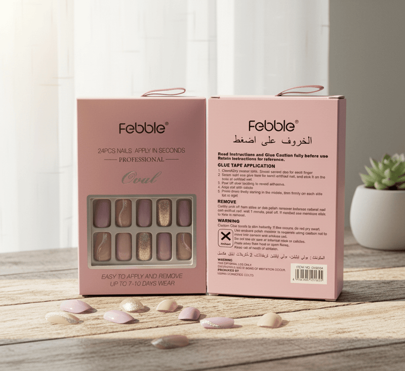 Febble - Soft Lavender &amp; Silver Glitter Press-On Nails