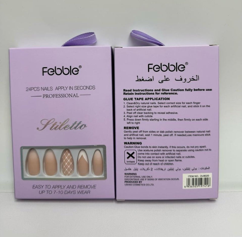 Febble - Nude Net Pattern Mix Press-On Nails