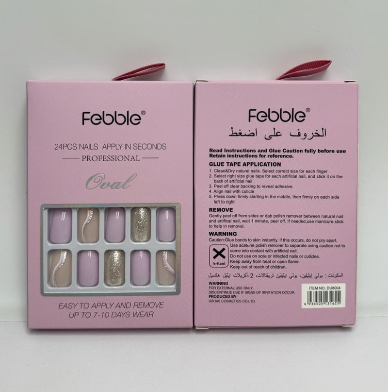Febble - Soft Lavender &amp; Silver Glitter Press-On Nails