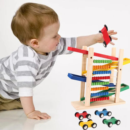 Wood Toy - Wooden Abacus &amp; Car Slide Learning Toy