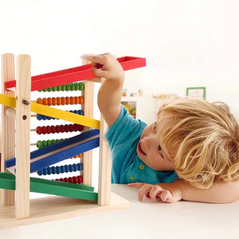 Wood Toy - Wooden Abacus &amp; Car Slide Learning Toy